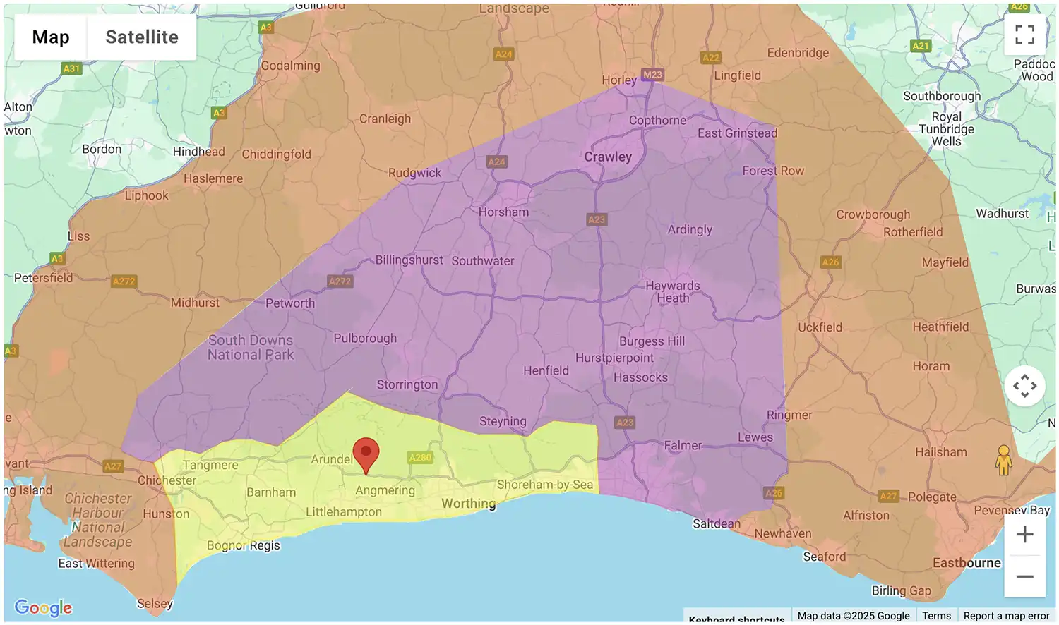Gas Bottles Burgess Hill delivery zone map - click to see on BBQ Gas Bottles